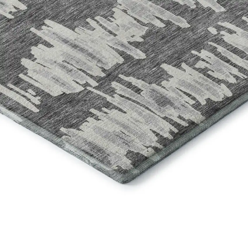 Gray And Ivory Striped Washable Area Rug With UV Protection Photo 8