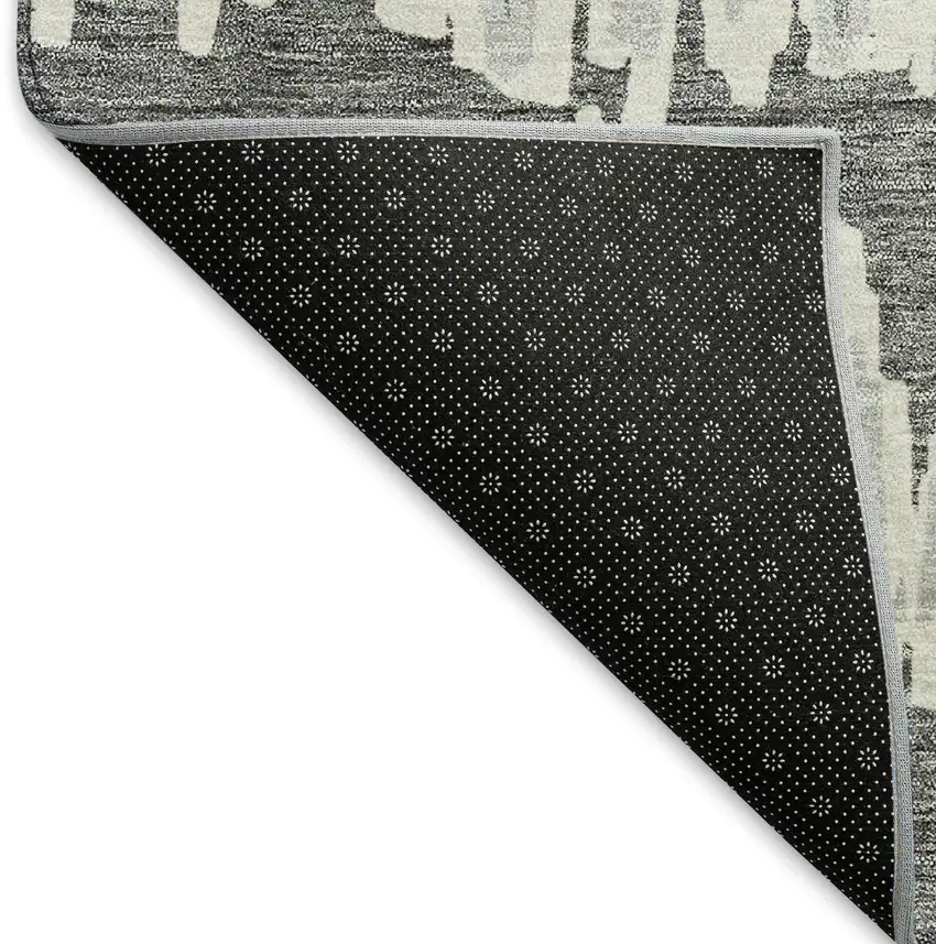 Gray And Ivory Striped Washable Area Rug With UV Protection Photo 7