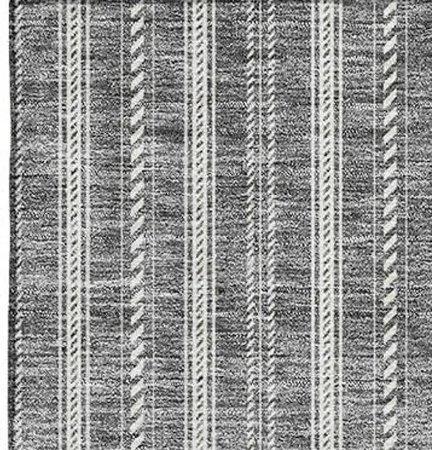 Gray And Ivory Striped Washable Area Rug With UV Protection Photo 3