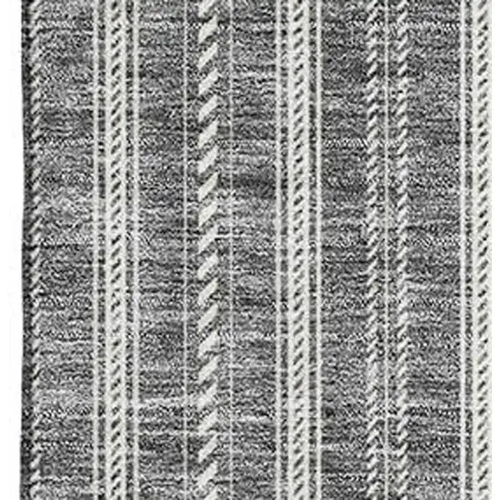 Gray And Ivory Striped Washable Area Rug With UV Protection Photo 2