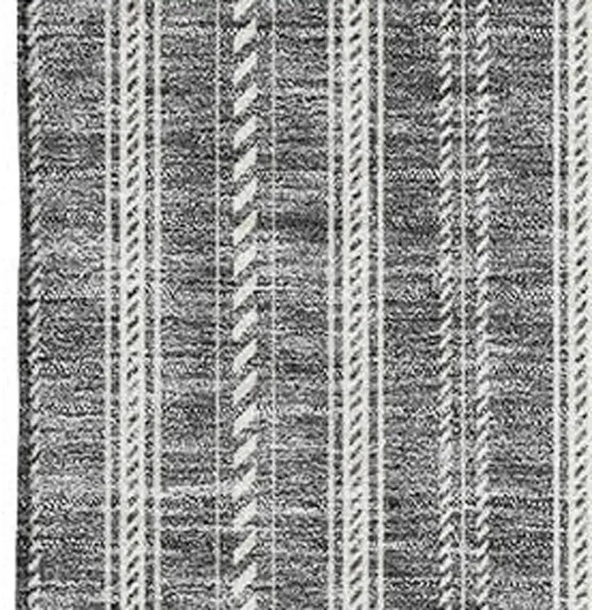 Gray And Ivory Striped Washable Area Rug With UV Protection Photo 2
