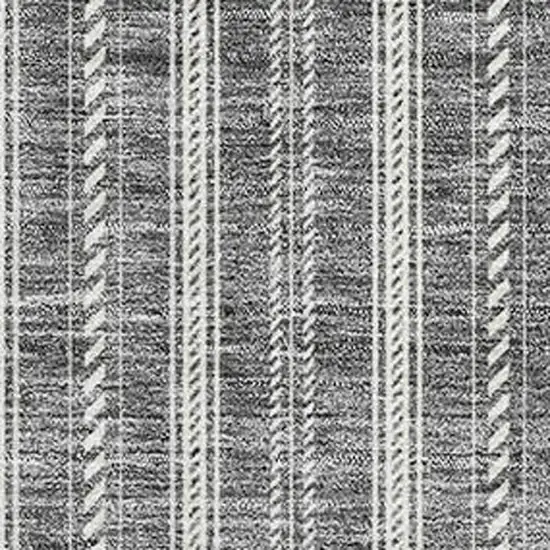 Gray And Ivory Striped Washable Area Rug With UV Protection Photo 2