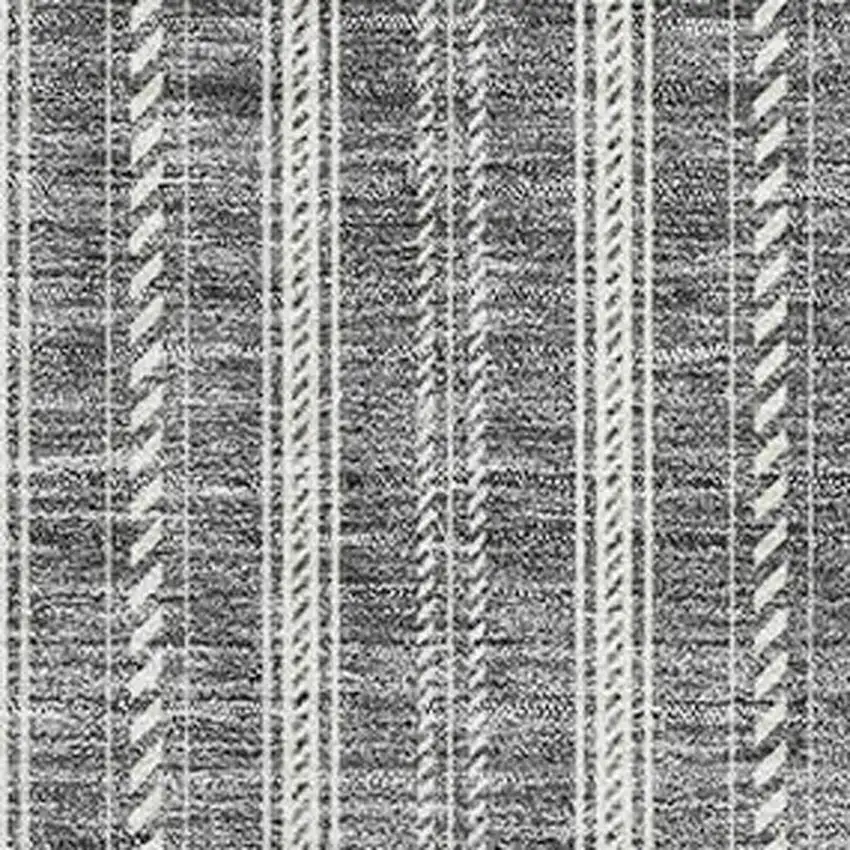 Gray And Ivory Striped Washable Area Rug With UV Protection Photo 2