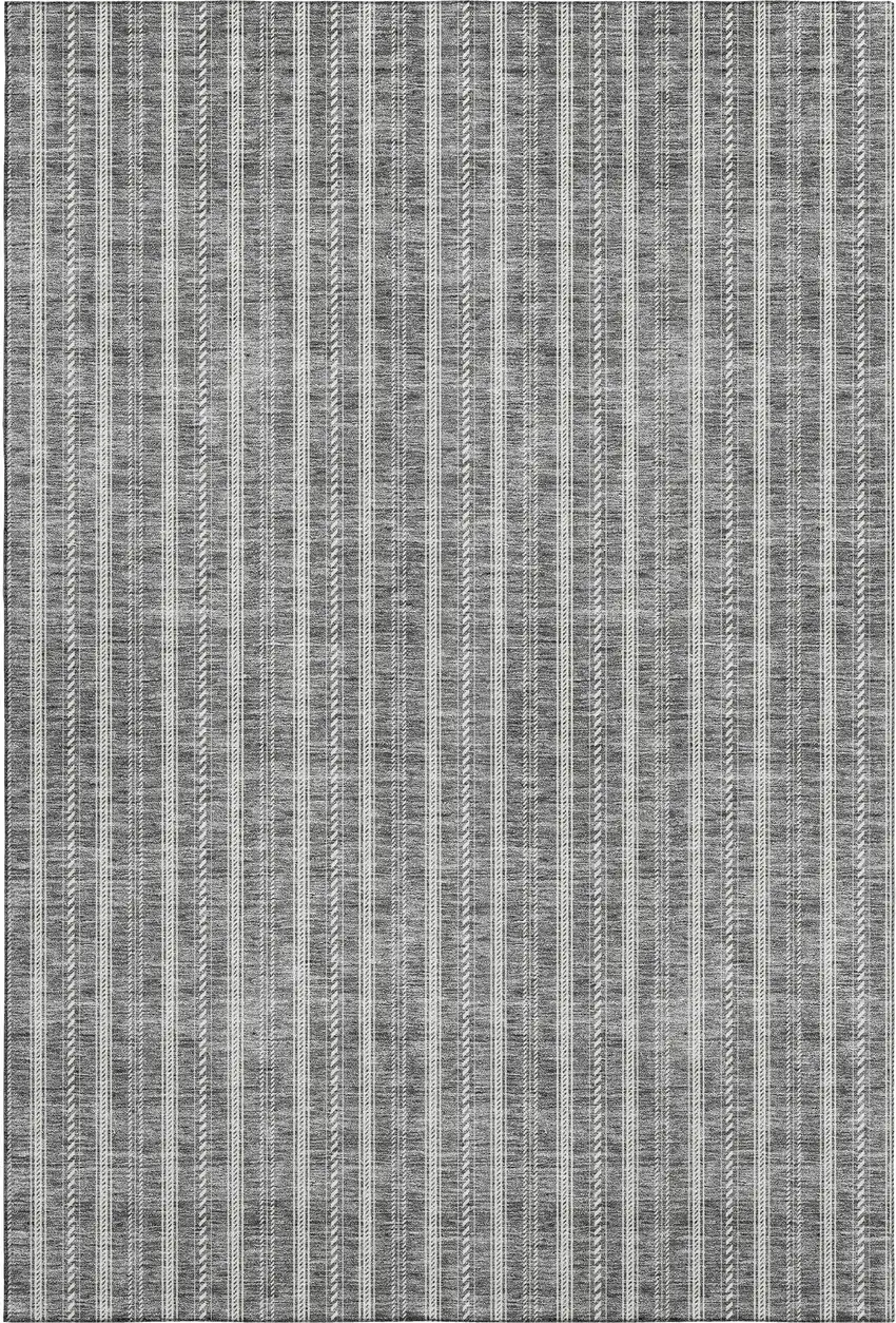 Gray And Ivory Striped Washable Area Rug With UV Protection Photo 1