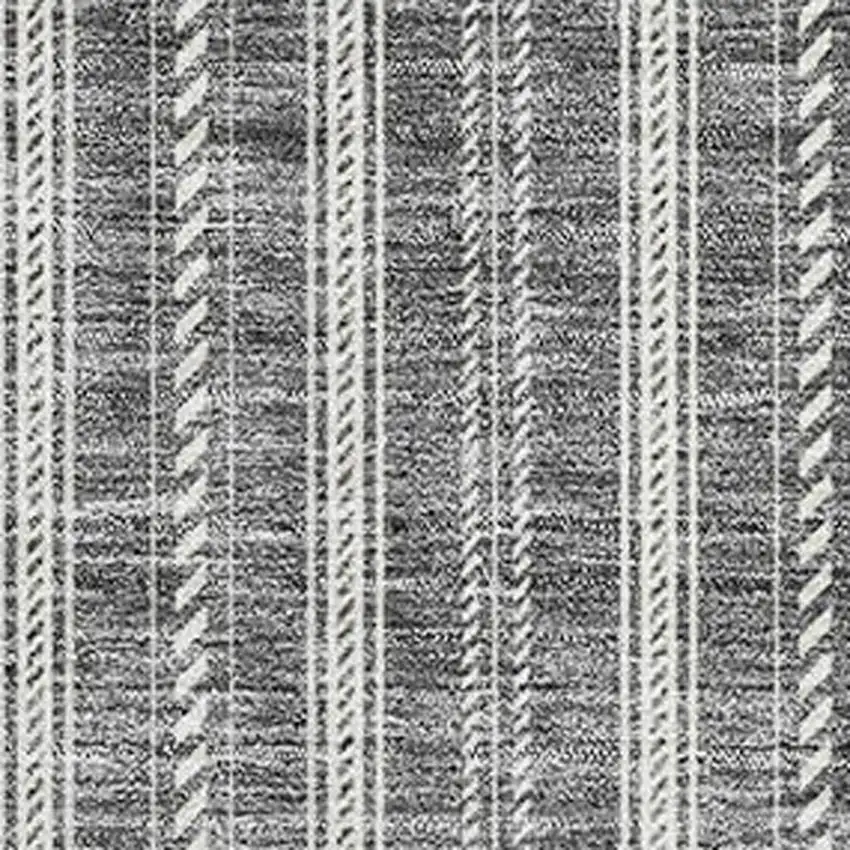 Gray And Ivory Striped Washable Area Rug With UV Protection Photo 2