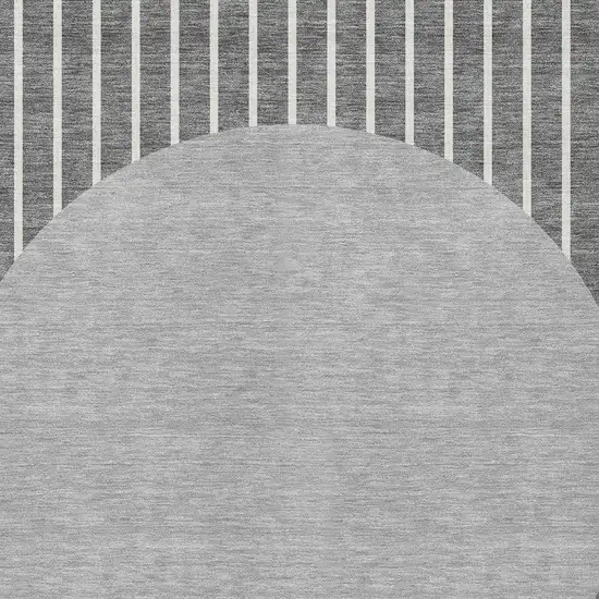 Gray And Ivory Striped Washable Indoor Outdoor Area Rug Photo 5