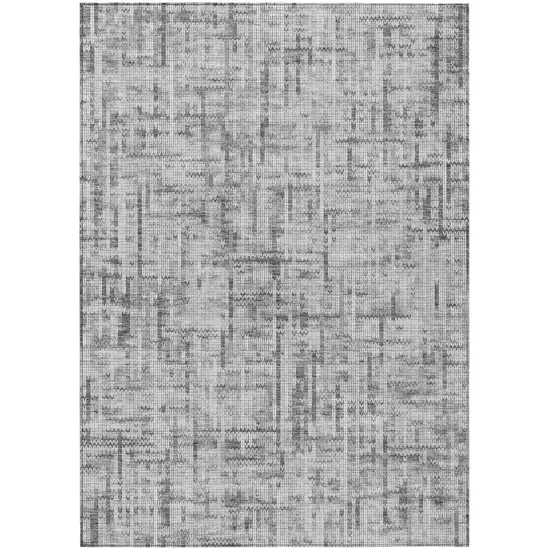 Gray And Ivory Striped Washable Indoor Outdoor Area Rug Photo 2