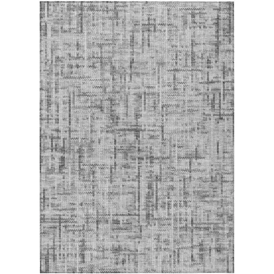 Gray And Ivory Striped Washable Indoor Outdoor Area Rug Photo 8