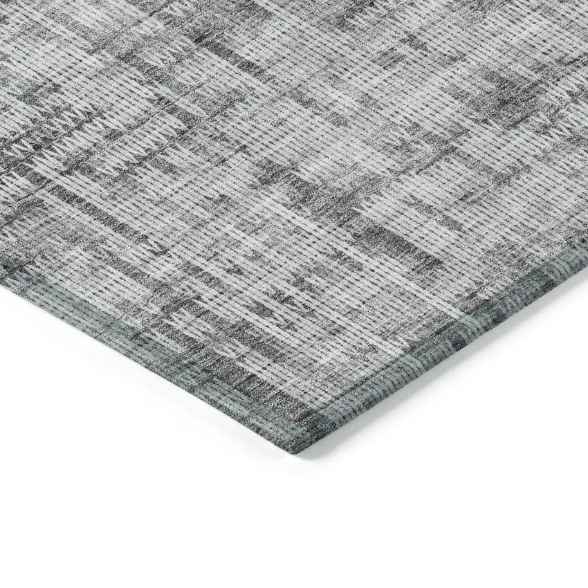 Gray And Ivory Striped Washable Indoor Outdoor Area Rug Photo 9
