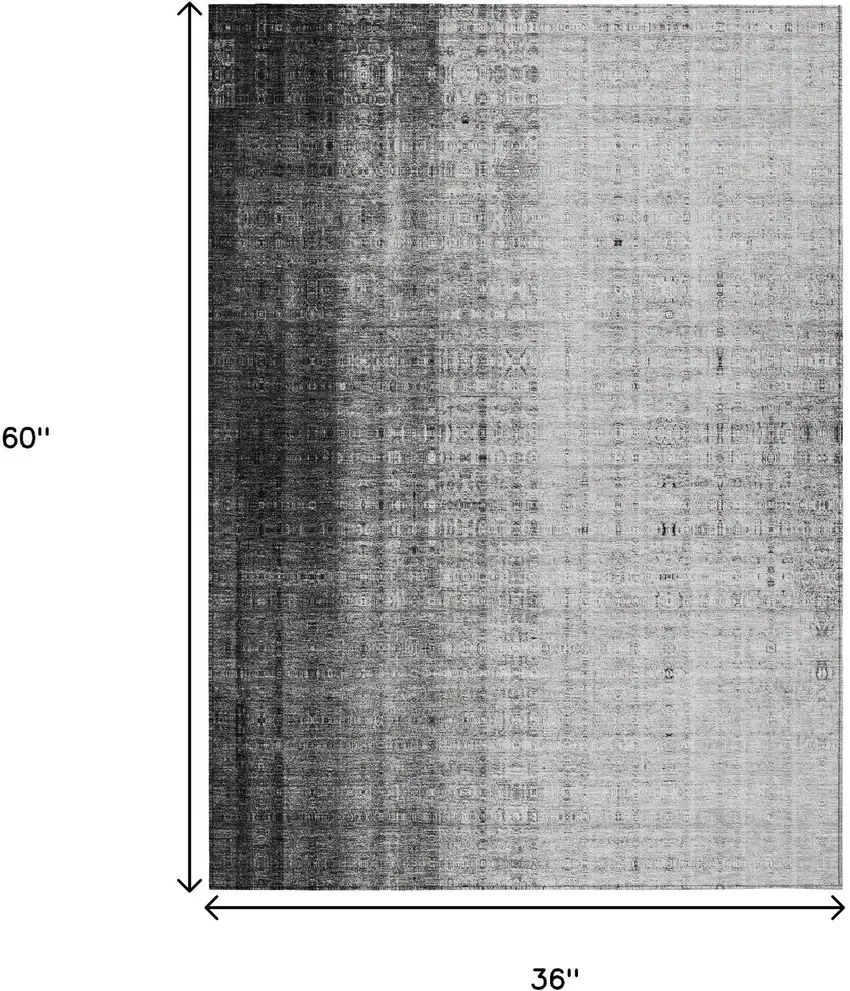 Gray And Ivory Striped Washable Indoor Outdoor Area Rug Photo 3