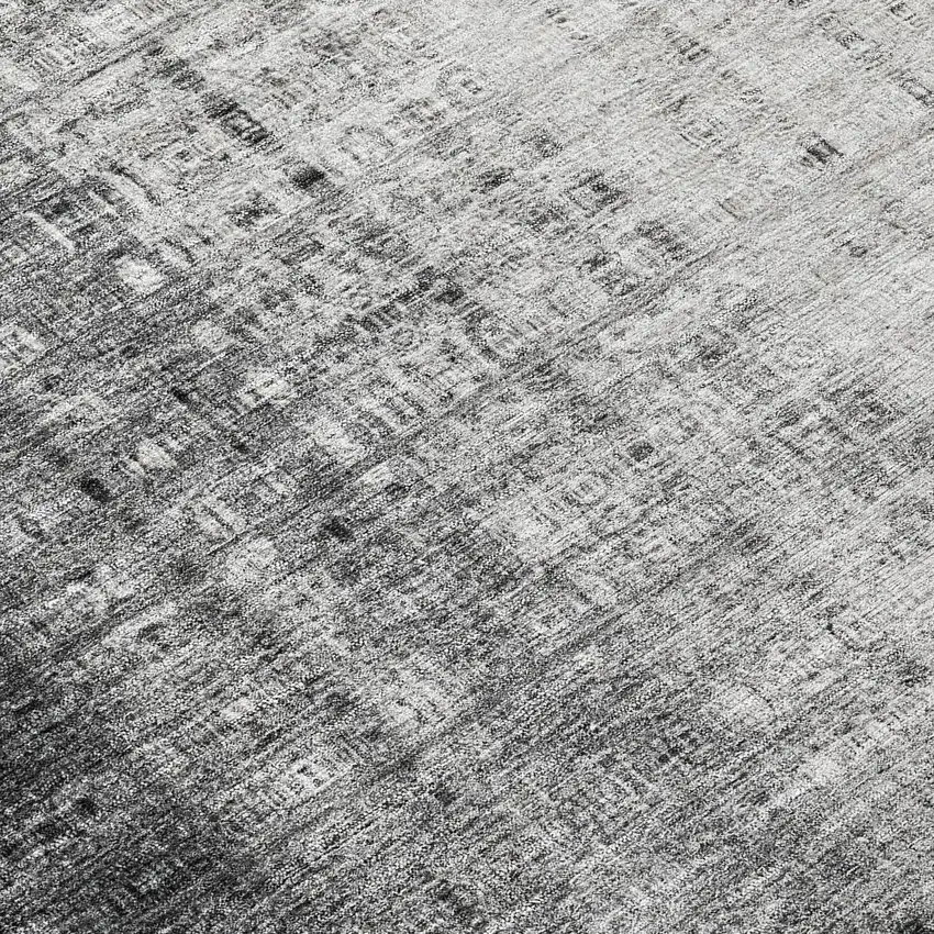 Gray And Ivory Striped Washable Indoor Outdoor Area Rug Photo 7