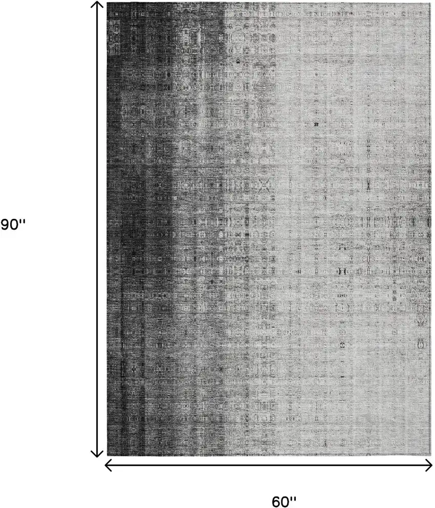 Gray And Ivory Striped Washable Indoor Outdoor Area Rug Photo 3