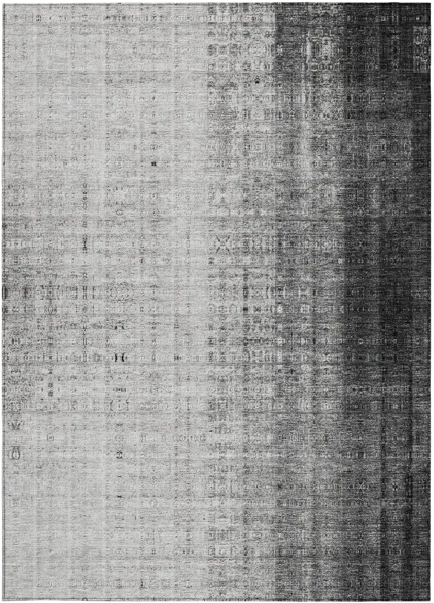 Gray And Ivory Striped Washable Indoor Outdoor Area Rug Photo 2