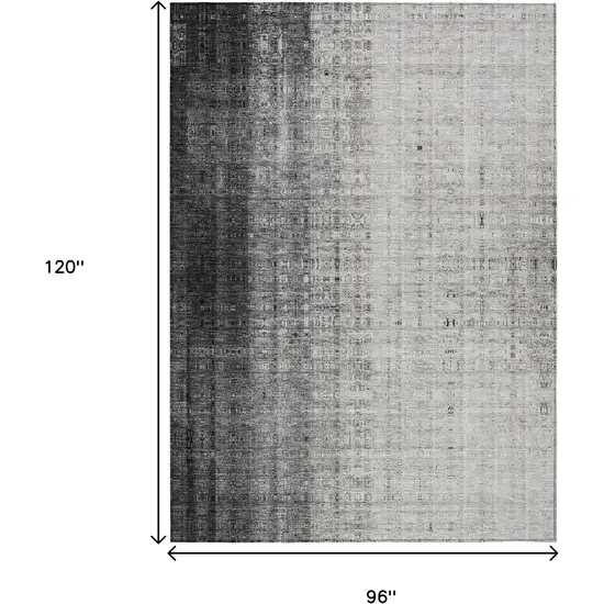 Gray And Ivory Striped Washable Indoor Outdoor Area Rug Photo 4