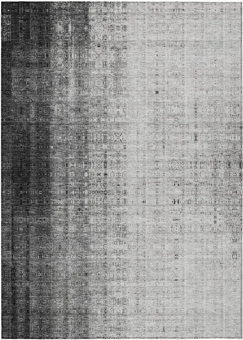 Gray And Ivory Striped Washable Indoor Outdoor Area Rug Photo 3