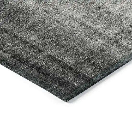 Gray And Ivory Striped Washable Indoor Outdoor Area Rug Photo 6