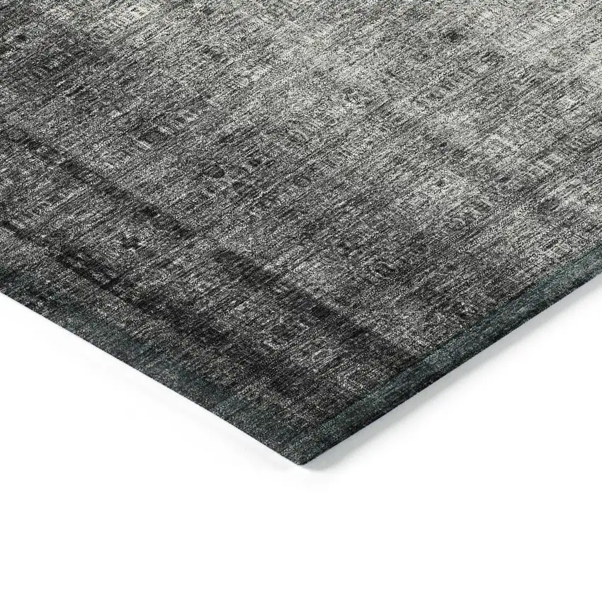 Gray And Ivory Striped Washable Indoor Outdoor Area Rug Photo 9