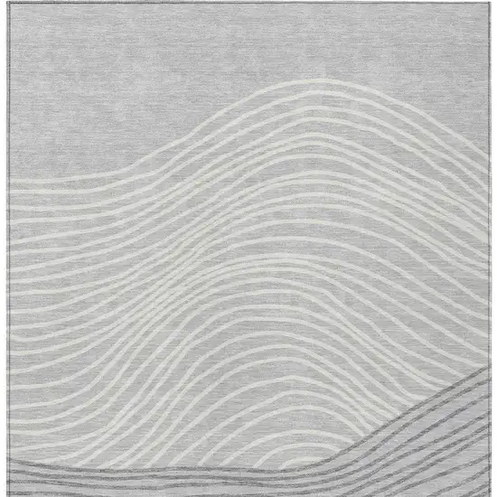 Gray And Ivory Striped Washable Indoor Outdoor Area Rug Photo 6