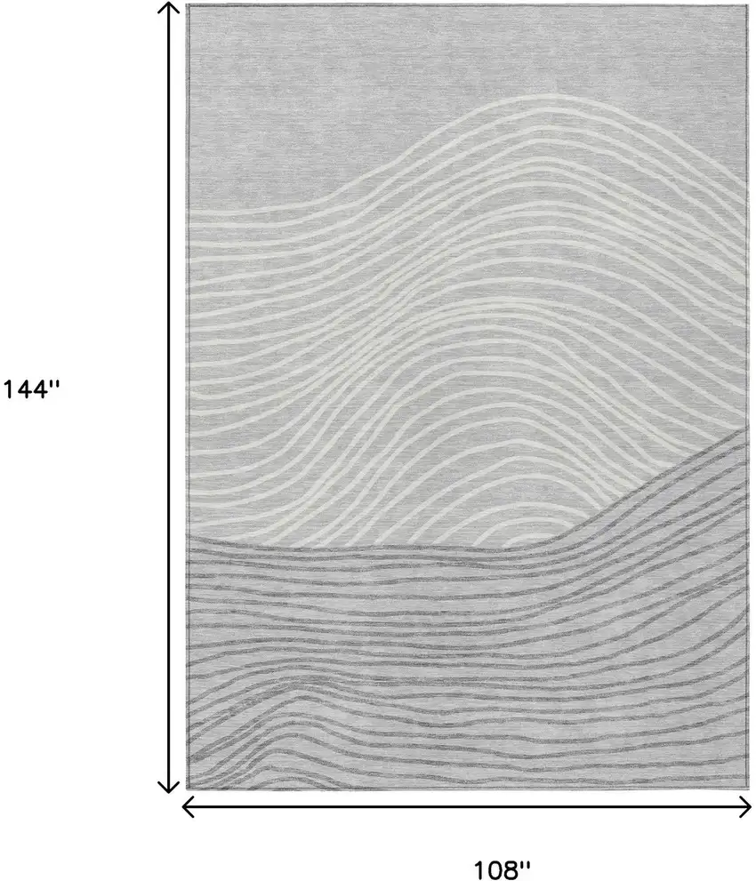 Gray And Ivory Striped Washable Indoor Outdoor Area Rug Photo 3