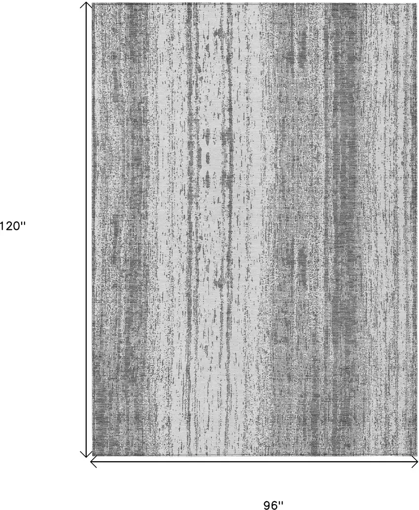 Gray And Ivory Striped Washable Indoor Outdoor Area Rug Photo 3