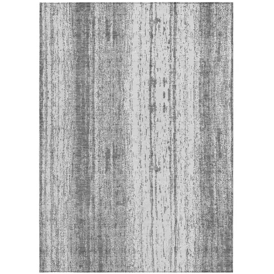 Gray And Ivory Striped Washable Indoor Outdoor Area Rug Photo 3