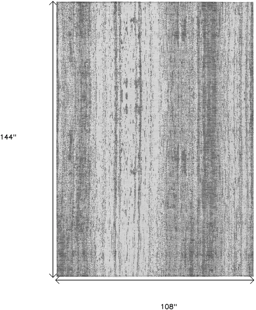 Gray And Ivory Striped Washable Indoor Outdoor Area Rug Photo 7