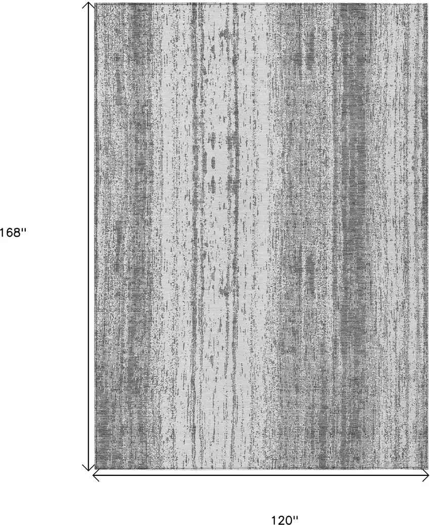 Gray And Ivory Striped Washable Indoor Outdoor Area Rug Photo 3
