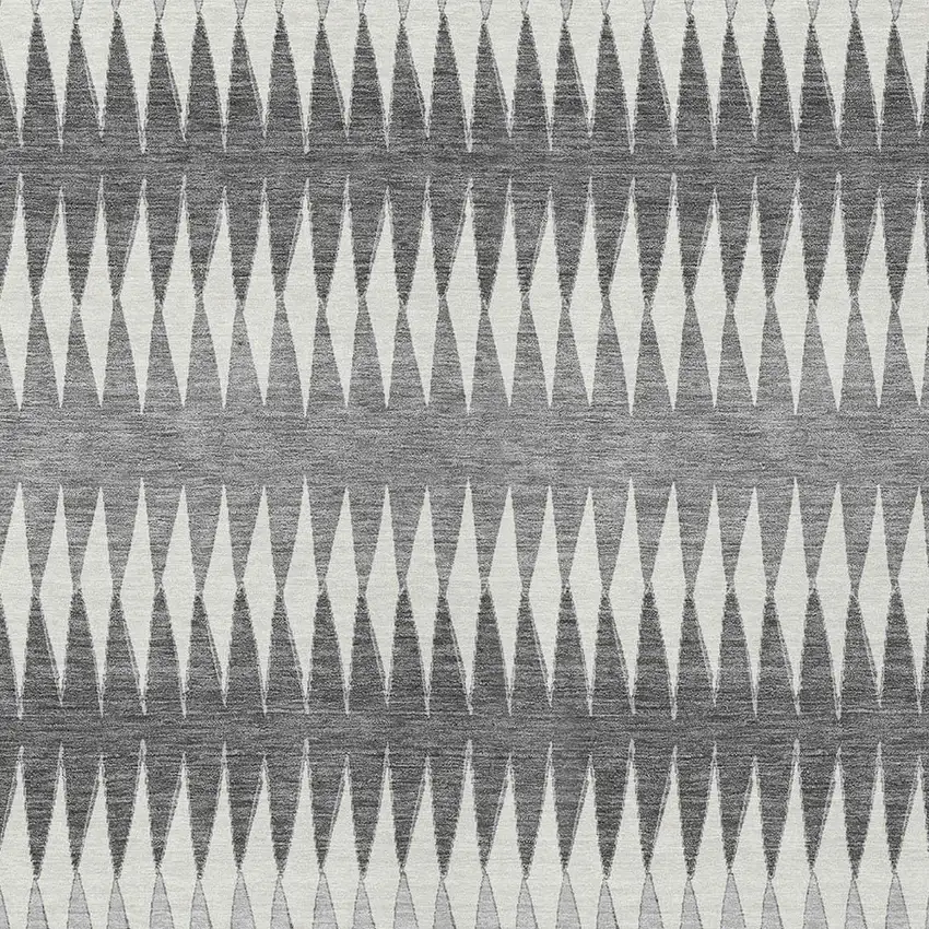Gray And Ivory Striped Washable Indoor Outdoor Area Rug Photo 6