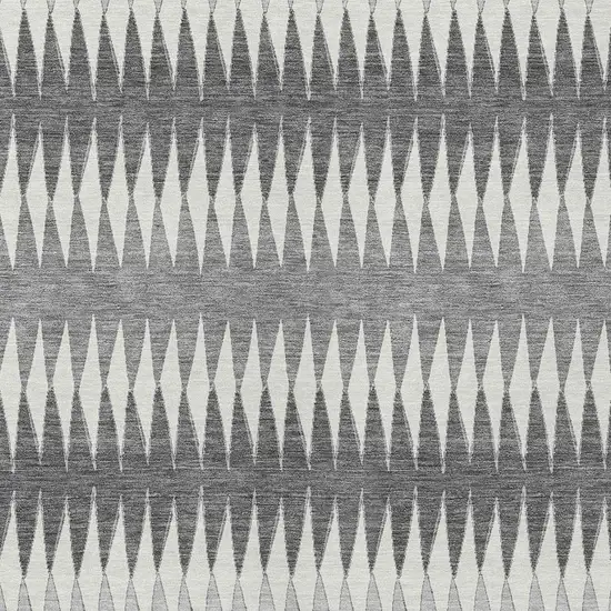 Gray And Ivory Striped Washable Indoor Outdoor Area Rug Photo 6