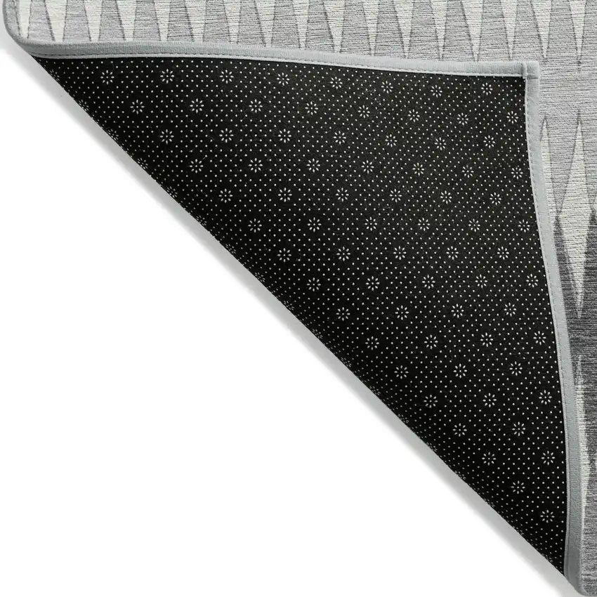 Gray And Ivory Striped Washable Indoor Outdoor Area Rug Photo 4