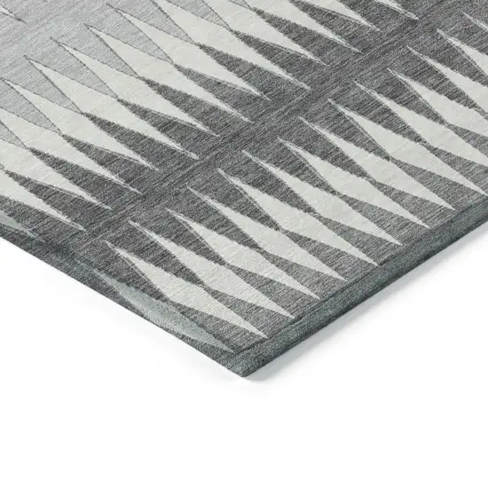 Gray And Ivory Striped Washable Indoor Outdoor Area Rug Photo 5