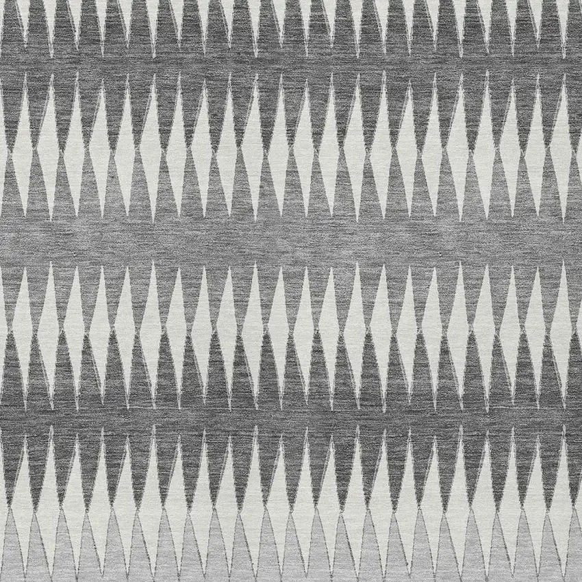 Gray And Ivory Striped Washable Indoor Outdoor Area Rug Photo 6