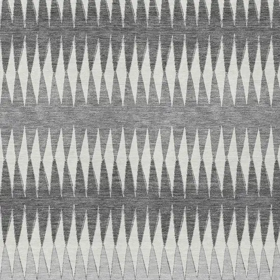 Gray And Ivory Striped Washable Indoor Outdoor Area Rug Photo 6