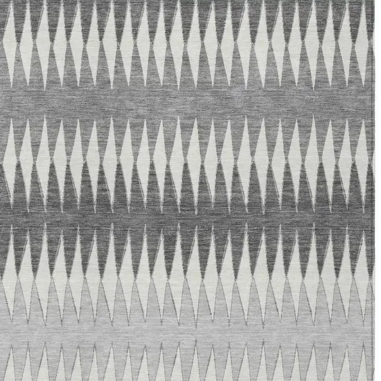 Gray And Ivory Striped Washable Indoor Outdoor Area Rug Photo 6