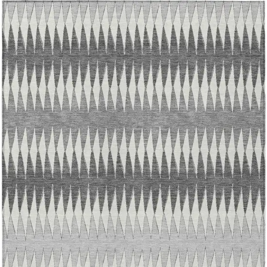Gray And Ivory Striped Washable Indoor Outdoor Area Rug Photo 7