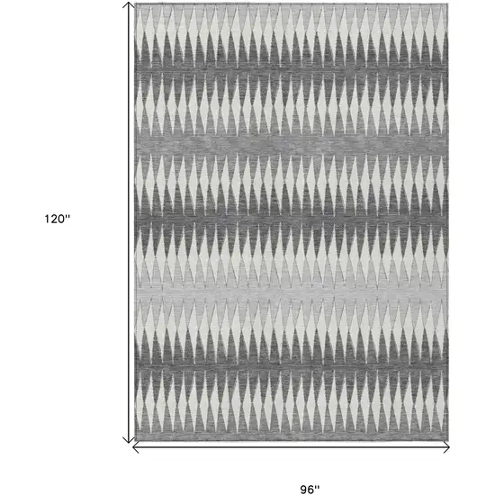 Gray And Ivory Striped Washable Indoor Outdoor Area Rug Photo 3