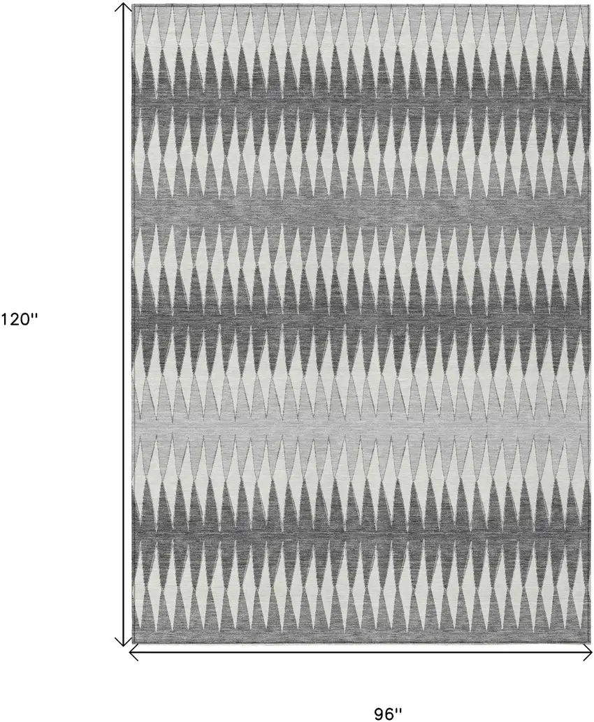 Gray And Ivory Striped Washable Indoor Outdoor Area Rug Photo 3