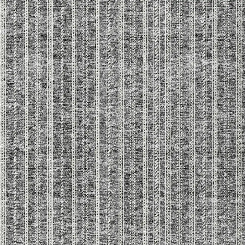 Gray And Ivory Striped Washable Indoor Outdoor Area Rug Photo 5