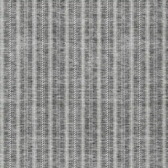 Gray And Ivory Striped Washable Indoor Outdoor Area Rug Photo 5