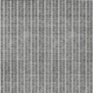 Photo of Gray And Ivory Striped Washable Indoor Outdoor Area Rug