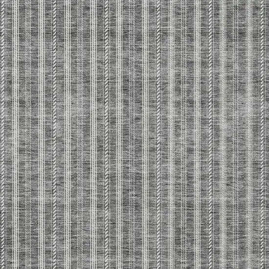 Gray And Ivory Striped Washable Indoor Outdoor Area Rug Photo 5