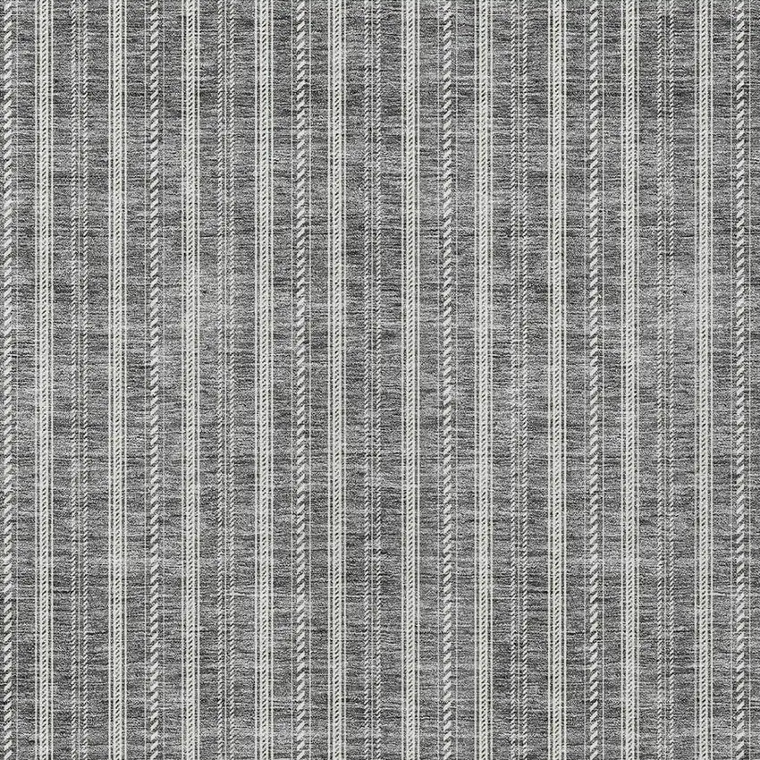 Gray And Ivory Striped Washable Indoor Outdoor Area Rug Photo 5