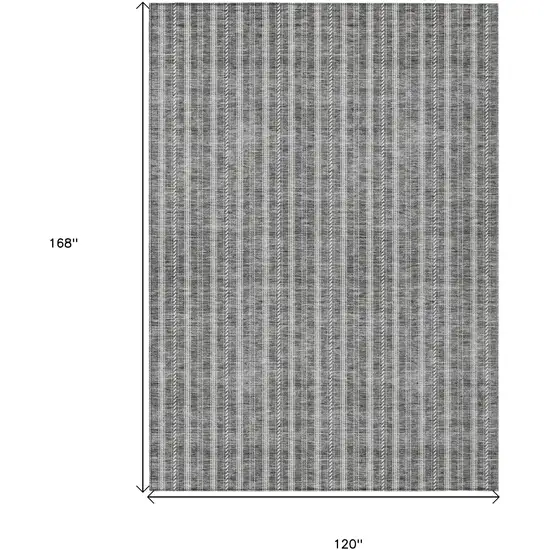 Gray And Ivory Striped Washable Indoor Outdoor Area Rug Photo 3