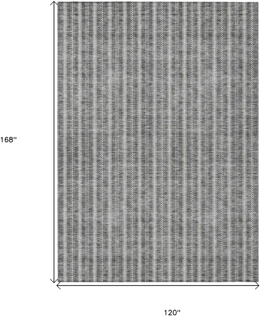 Gray And Ivory Striped Washable Indoor Outdoor Area Rug Photo 3