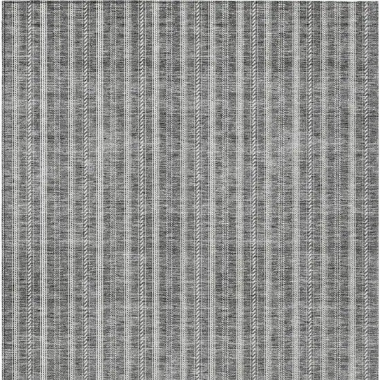 Gray And Ivory Striped Washable Indoor Outdoor Area Rug Photo 6