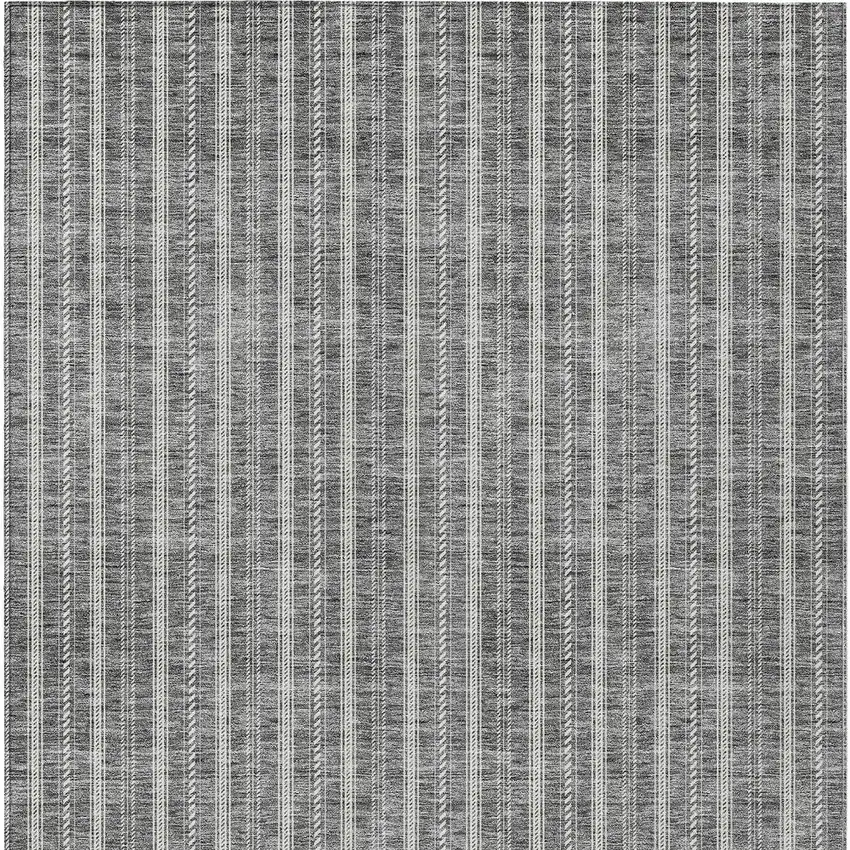 Gray And Ivory Striped Washable Indoor Outdoor Area Rug Photo 6