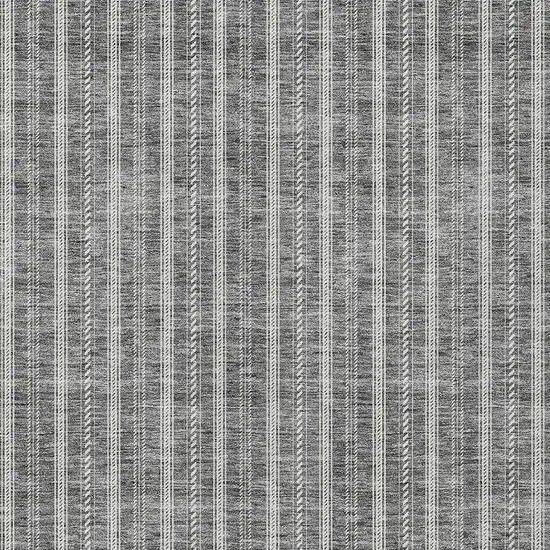 Gray And Ivory Striped Washable Indoor Outdoor Area Rug Photo 5
