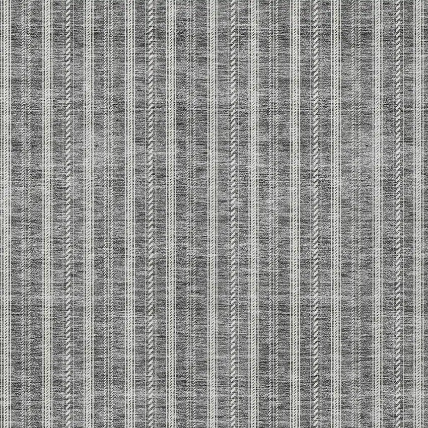 Gray And Ivory Striped Washable Indoor Outdoor Area Rug Photo 5