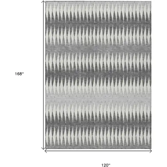 Gray And Ivory Striped Washable Indoor Outdoor Area Rug Photo 3