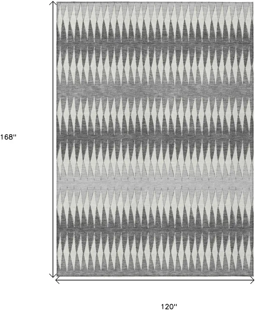 Gray And Ivory Striped Washable Indoor Outdoor Area Rug Photo 3